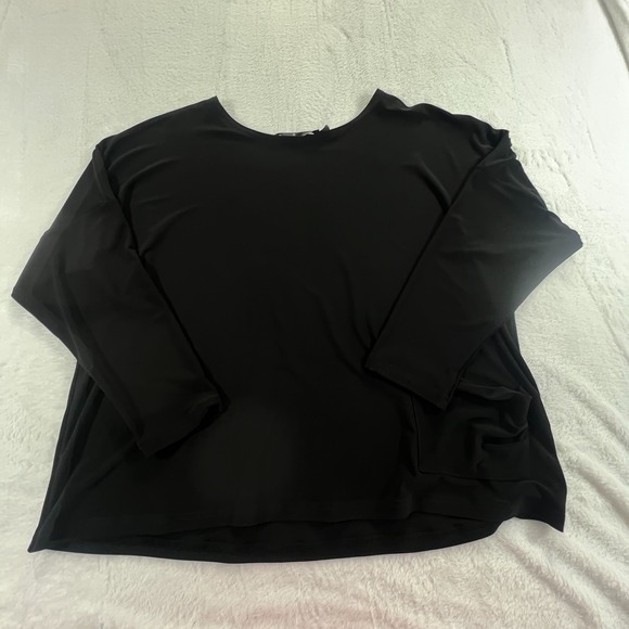 Sympli Top Womens 12 Black Long Sleeve Relaxed Fit Stretch Knit Elevated Basic - Picture 3 of 11